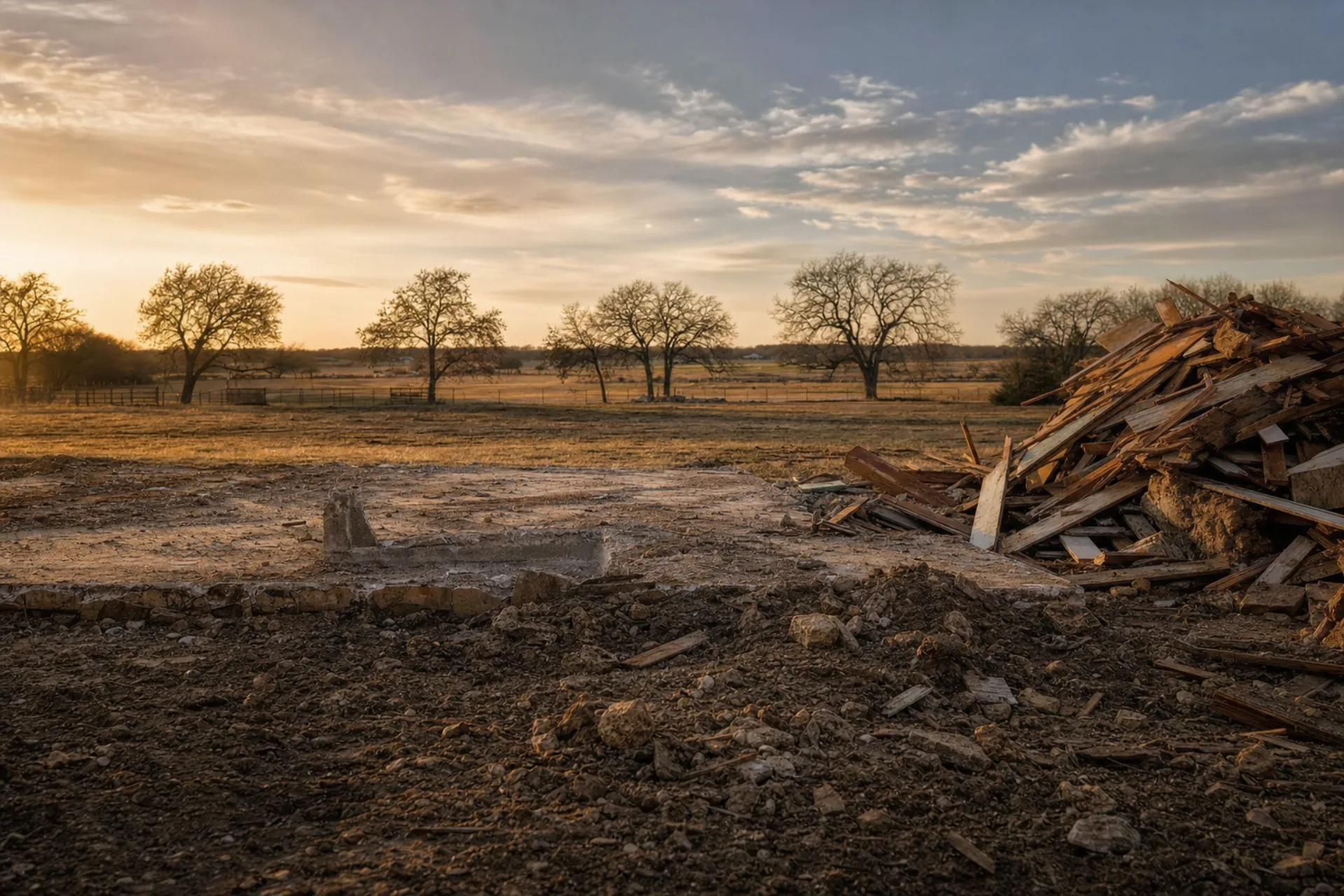 Texas ranch property in Celina with an old barn freshly demolished and debris hauled