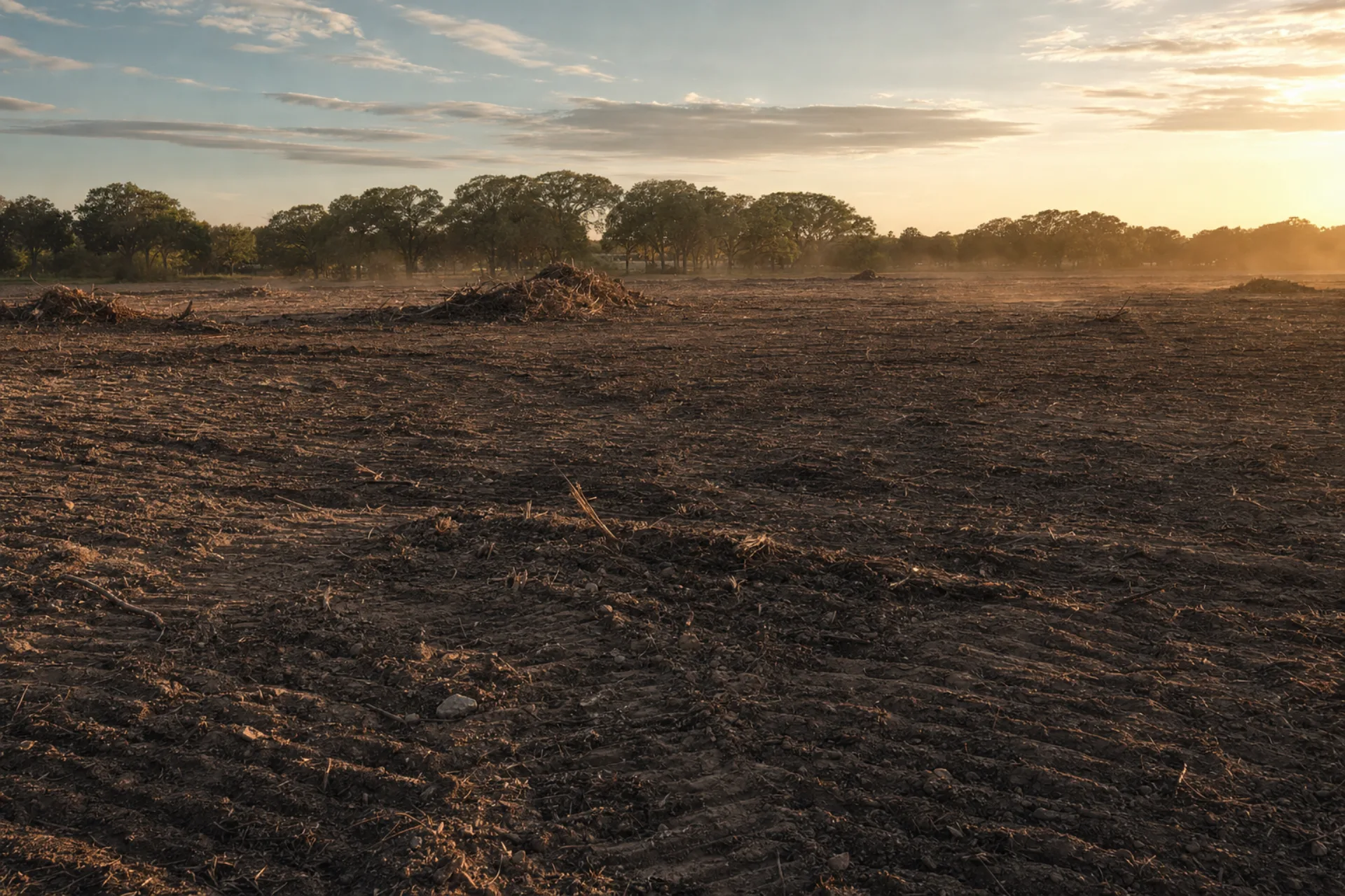 Freshly cleared multi-acre lot ready for a custom home pad in Prosper, Texas